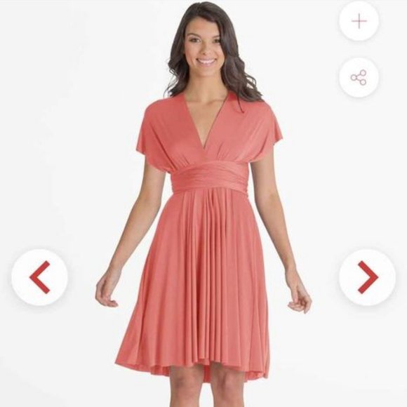 $90 for 2 Henkaa Sakura Midi Convertible Infinity Dresses in Coral - Picture 1 of 6